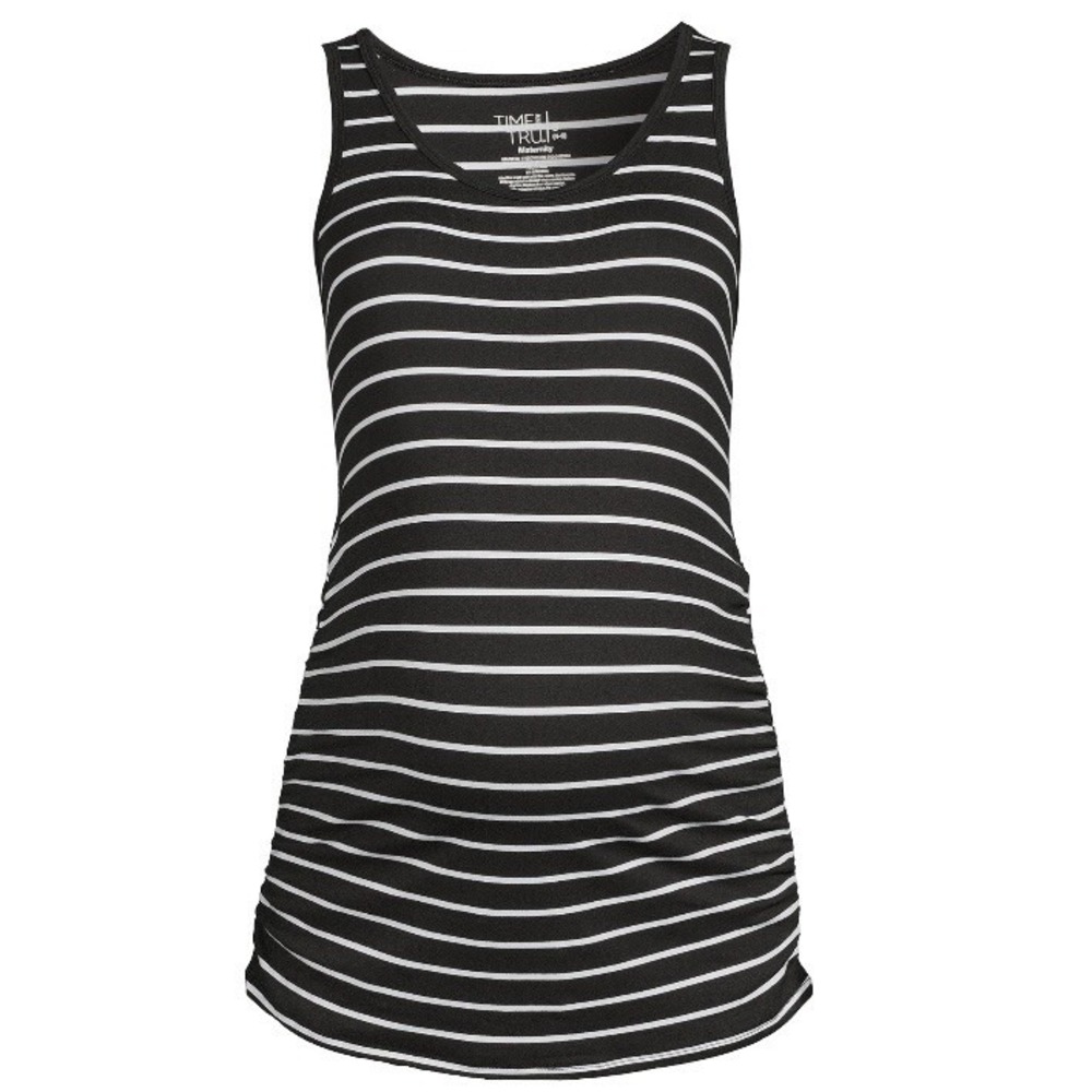 Time and Tru Womens Maternity Tank Top Small 4-6 New with Tags Stripe Black Cute